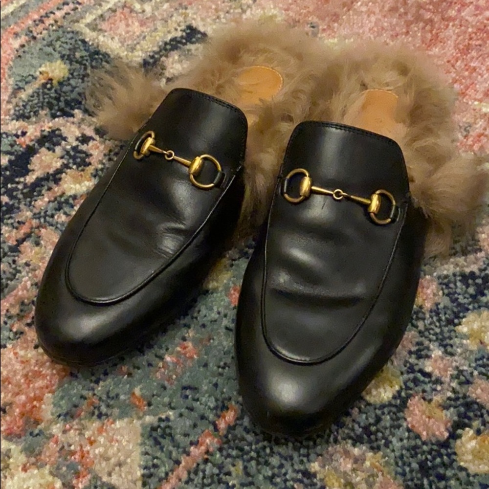 Gucci fur princetown mules